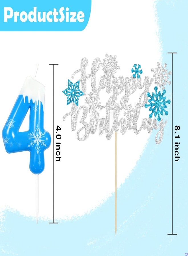 Florisland Frozen 4th Birthday Party Decorations Snowflake Number 4 Candle, Elsa Cake Topper Decorations for Girls Princess Anna Elsa Frozen Theme Party Decorations Supplies, Party Favors - Image 2