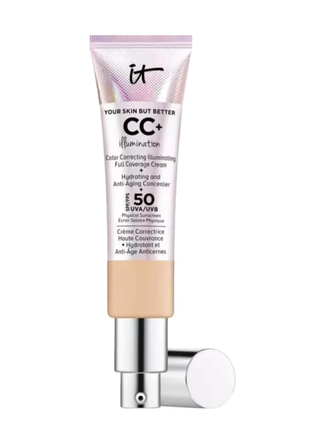 IT COSMETICS كريم CC+ كريم الإضاءة ذو التغطية الكاملة بعامل حماية من الشمس 50، متوسط محايد - Image 1