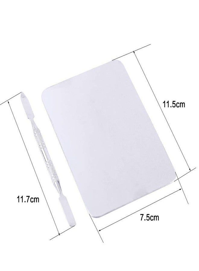Rotekt Small Stainless Steel Makeup Palette Rectangle Shape Mixing Plate Tools With Spatula - Image 2