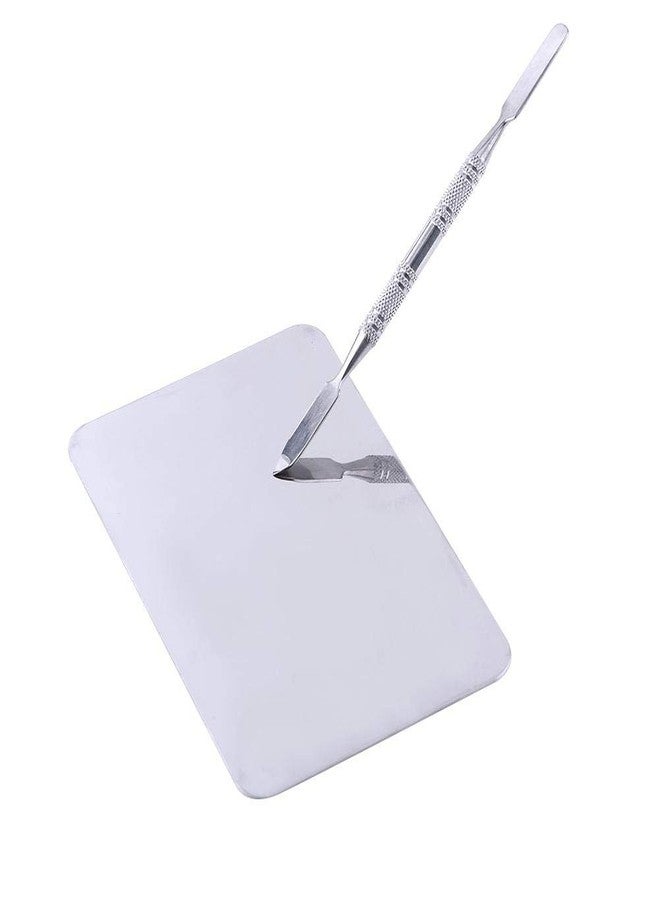 Rotekt Small Stainless Steel Makeup Palette Rectangle Shape Mixing Plate Tools With Spatula - Image 4