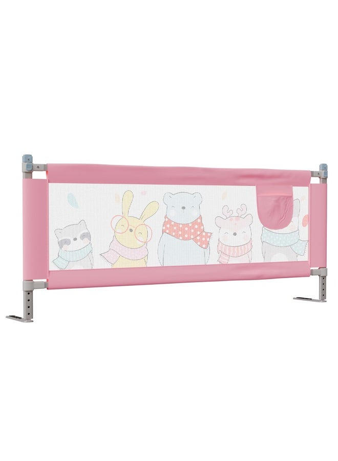 Luvlap Comfy Baby Bed Rail Guard (180cmx72cm) Bed Rails for Baby & Toddler Safety, Portable, Adjustable Height, Single Side Bed Rail, Pack of 1, Printed Pink - Image 1