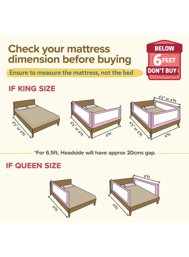 Luvlap Comfy Baby Bed Rail Guard (180cmx72cm) Bed Rails for Baby & Toddler Safety, Portable, Adjustable Height, Single Side Bed Rail, Pack of 1, Printed Pink - Image 3