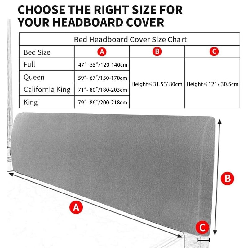 DUJUIKE Headboard Slipcover King, Stretch Bed Headboard Cover, Dustproof Protector Cover for Bedroom Bed Headboard, Velvet Soft Fabric (Silver Grey, King) - Image 5