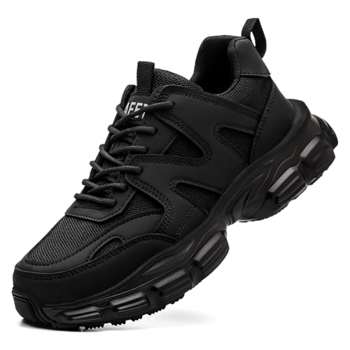 Hogent Steel Toe Shoes for Women Men Wide Non Slip Composite Work Sneakers Indestructible Comfortable Safety Tennis Shoes Lightweight Breathable Construction Sneakers Puncture Proof Ergonomic Design - Image 1
