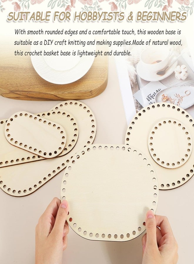 MECCANIXITY 4Pcs Wooden Basket Bottom, 4.92x7.87" Oval Blank Natural Wood Base Solid Crochet Basket for DIY Craft Weaving Making Supplies Home Decor - Image 4