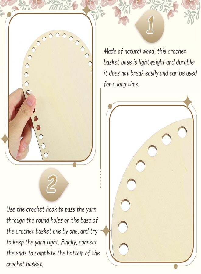 MECCANIXITY 4Pcs Wooden Basket Bottom, 4.92x7.87" Oval Blank Natural Wood Base Solid Crochet Basket for DIY Craft Weaving Making Supplies Home Decor - Image 3