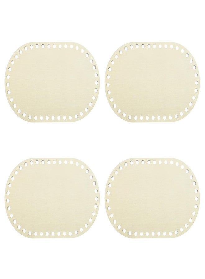 MECCANIXITY 4Pcs Wooden Basket Bottom, 4.92x7.87" Oval Blank Natural Wood Base Solid Crochet Basket for DIY Craft Weaving Making Supplies Home Decor - Image 1