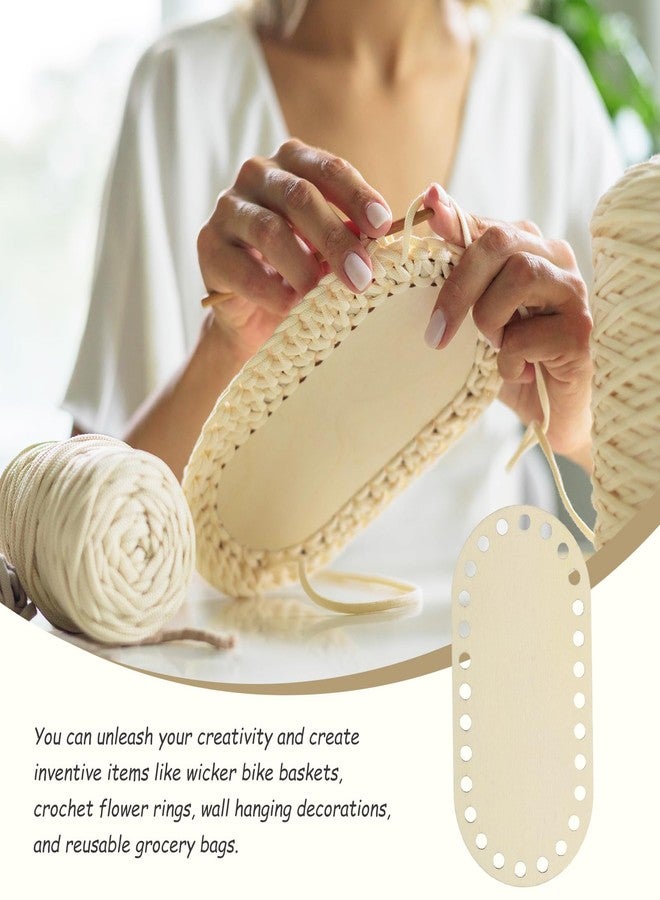 MECCANIXITY 4Pcs Wooden Basket Bottom, 4.92x7.87" Oval Blank Natural Wood Base Solid Crochet Basket for DIY Craft Weaving Making Supplies Home Decor - Image 5