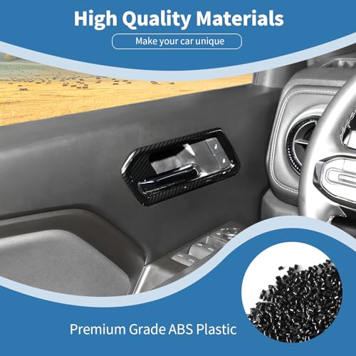 PDKLIN for Colorado Inner Door Handle Cover Trim for Chevrolet ColoradoGMC Canyon 2023 2024 up Black Carbon Fiber Grain Interior Accessories 4pcs - Image 3