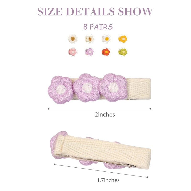 CellElection 16 قطعة مشابك شعر زهور الأقحوان للفتيات الصغيرات مشابك شعر مبطنة بالكامل للأطفال الصغار إكسسوار شعر زهور للأطفال الرضع والأطفال - Image 4