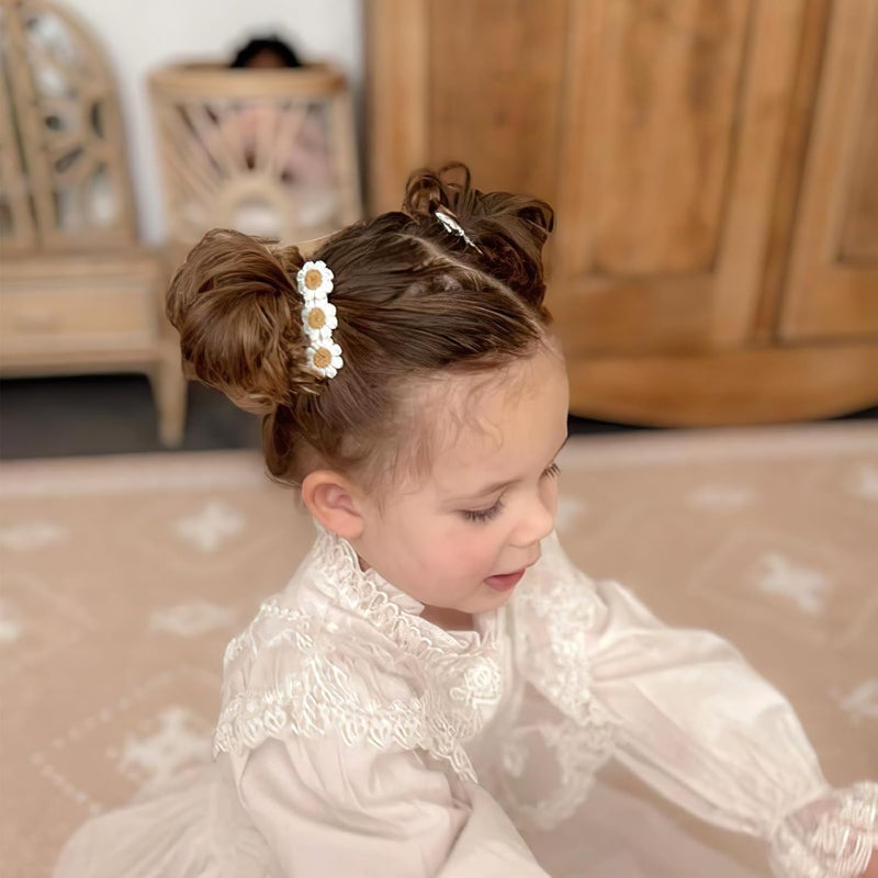 CellElection 16 قطعة مشابك شعر زهور الأقحوان للفتيات الصغيرات مشابك شعر مبطنة بالكامل للأطفال الصغار إكسسوار شعر زهور للأطفال الرضع والأطفال - Image 5