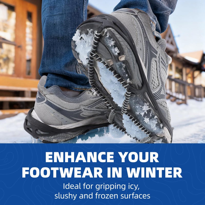 Tbest Ice Grips for Shoes - 360-Degree Grip on Snow Ice, 1 Pair Non Slip Gripper Anti-Slip Grips for Outdoor Mountain Climbing, Hiking Shoes - Abrasion & - Unisex - Image 2
