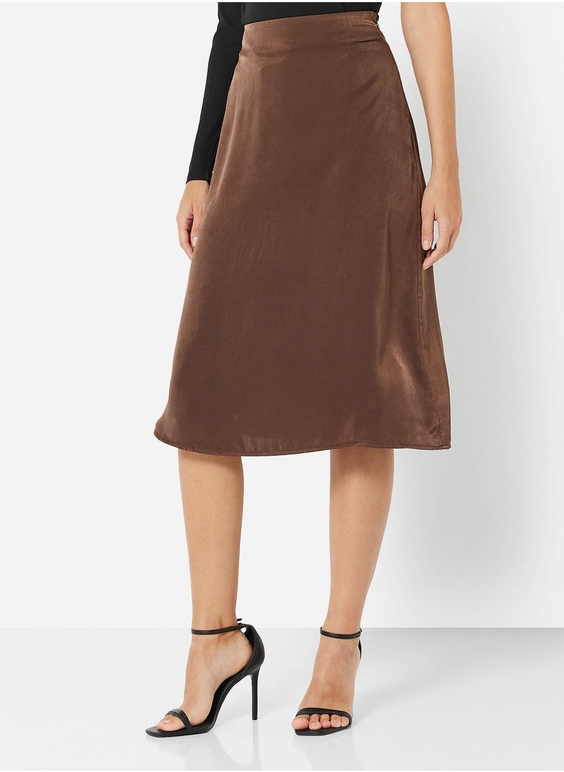 ONLY - Satin Slit Midi Skirt - Image 1