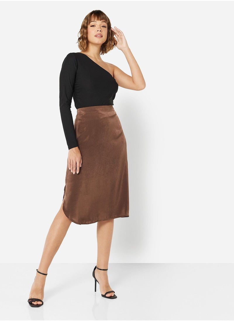 ONLY - Satin Slit Midi Skirt - Image 1