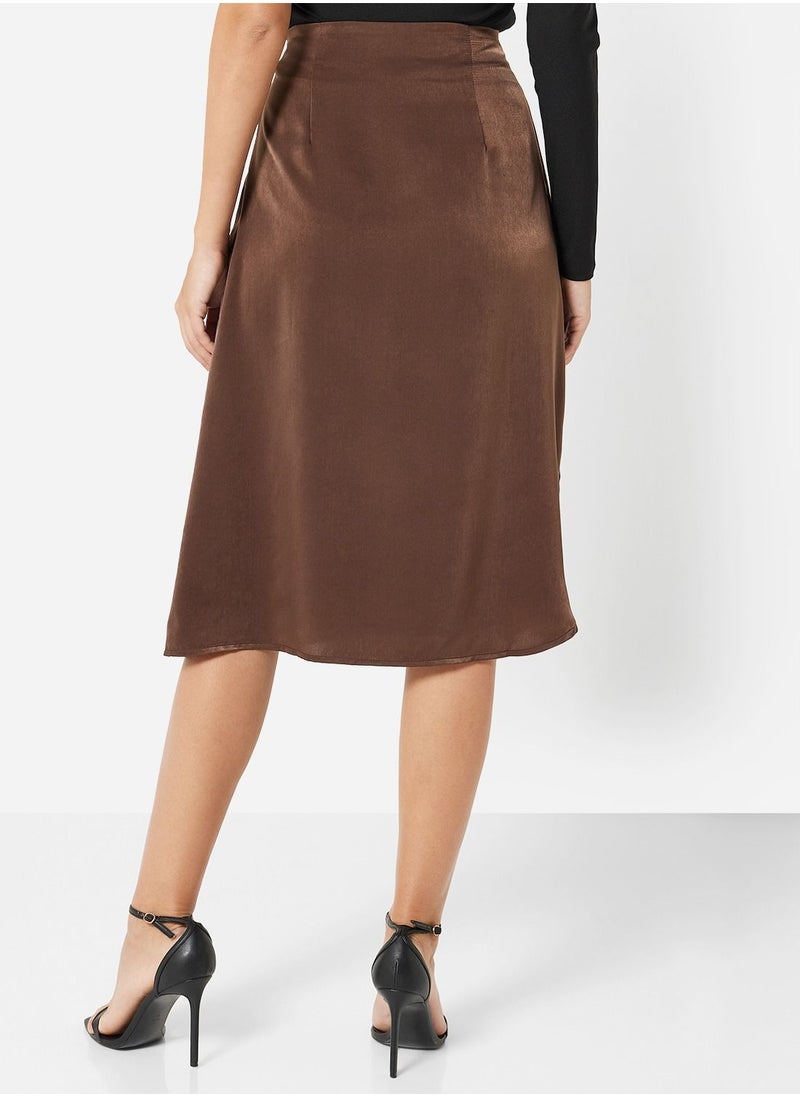 ONLY - Satin Slit Midi Skirt - Image 1