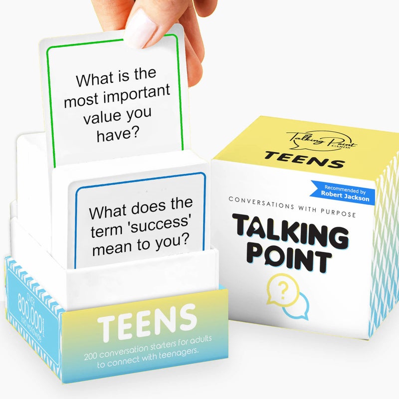 TALKING POINT CARDS 200 Conversation Cards for Teens - Engaging & Deep Questions to Build Trust, Encourage Self-Expression & Strengthen Relationships â€“ Great for Parents, Teachers, Group Discussions & Quality Time - Image 1