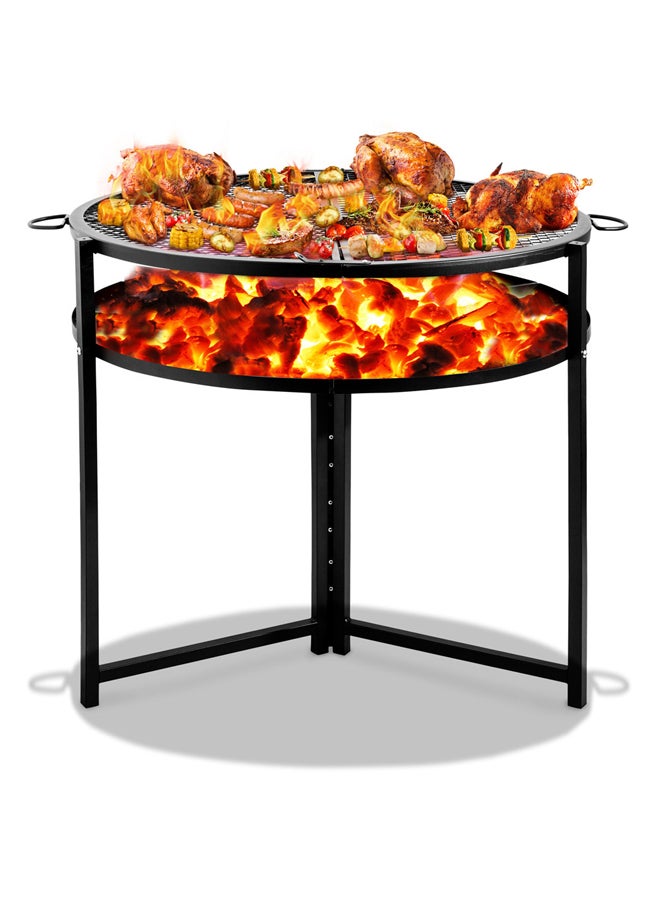 السنيدي طاولة شواء قابلة للطي، شبك السعادة، اسود، مقاس 85*96 سم - Image 5