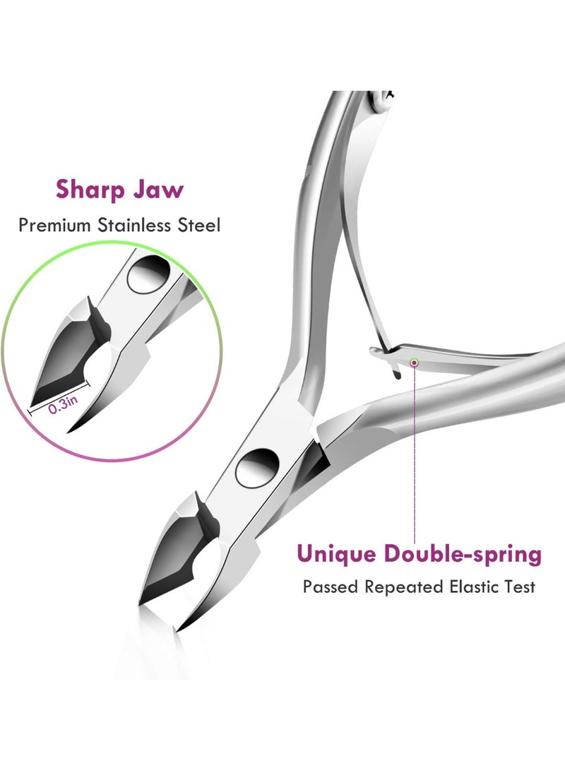 Cuticle Trimmer with Cuticle Pusher, Cuticle Remover Cutter Nipper Scissor and Triangle Cuticle Nail Pusher Peeler Scraper, Durable Dead Skin Clipper Manicure Pedicure Tools ,Pushers for Home Salon Use (Pack of 3 PCS) - Image 2