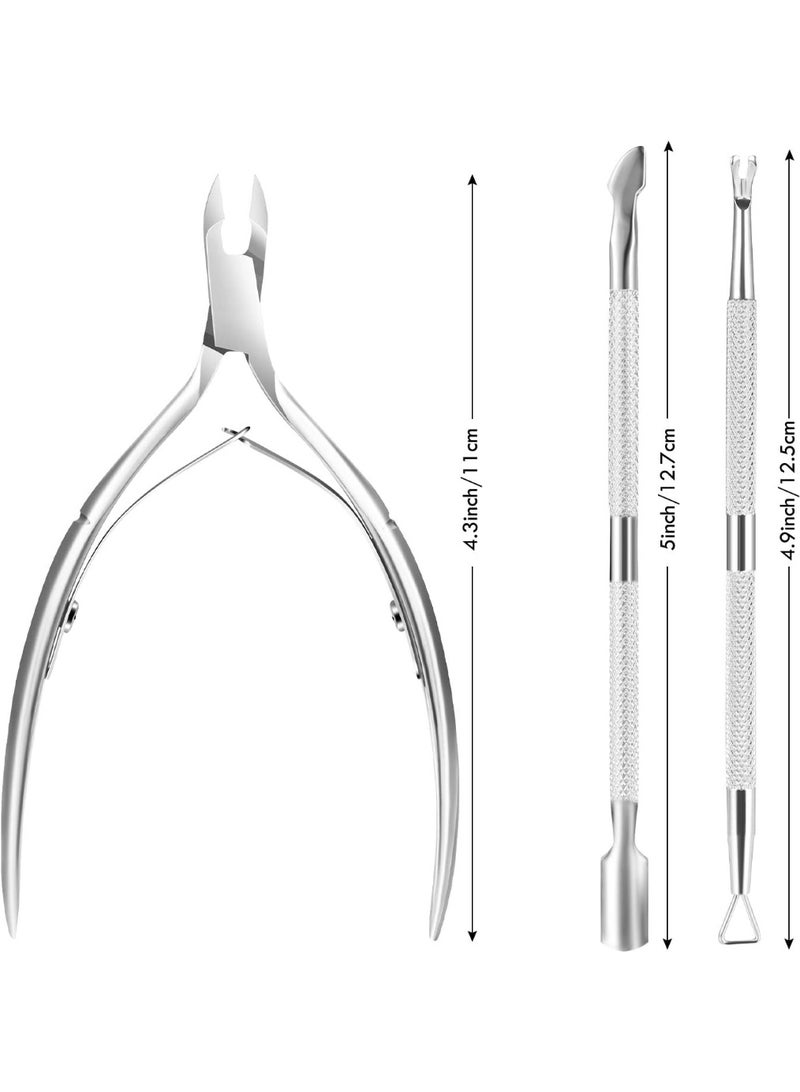 Cuticle Trimmer with Cuticle Pusher, Cuticle Remover Cutter Nipper Scissor and Triangle Cuticle Nail Pusher Peeler Scraper, Durable Dead Skin Clipper Manicure Pedicure Tools ,Pushers for Home Salon Use (Pack of 3 PCS) - Image 3
