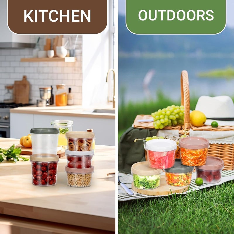 Azonee 8 Piece Set 16oz Plastic Storage Containers with Lids, Kitchen Leak Proof Food Grade Sealed Circular Fresh-keeping Box, Microwave Freezer Safe Bowls, Meal Preparation Containers (500ML) - Image 2