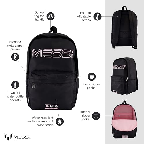 Messi Lifestyle Backpack Bookbag with Pockets Adjustable Straps - Image 3