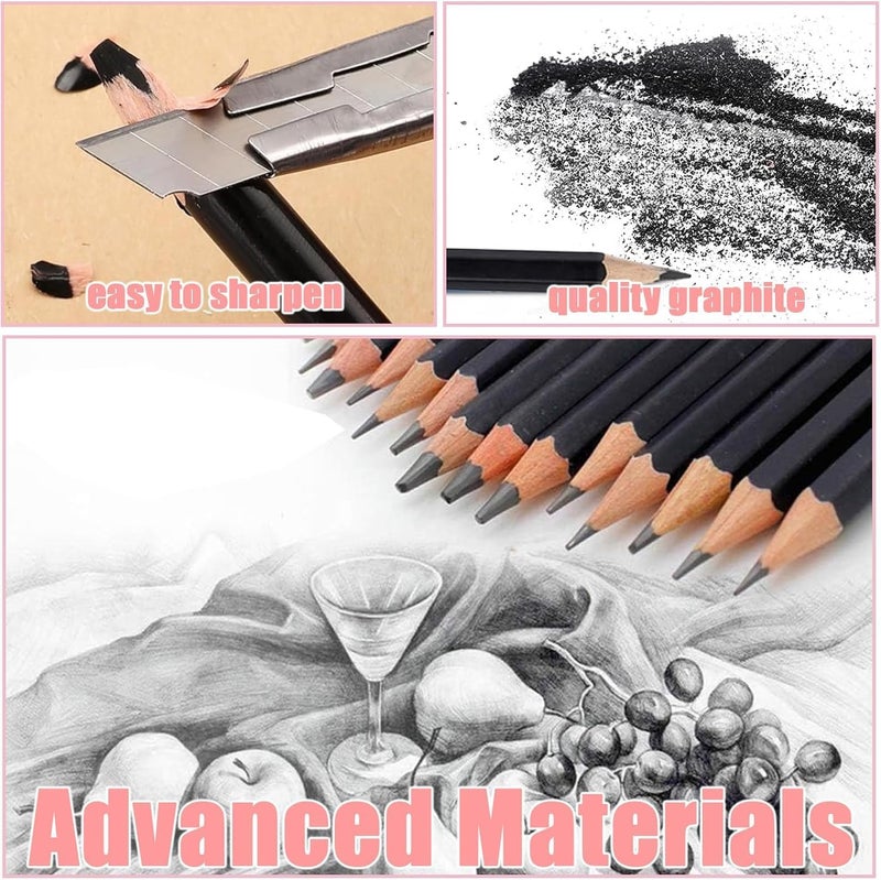 KASTWAVE Sketching Pencils Set, 8B to 2H Drawing Pencils, Professional Graphite Pencils for Artists, Students, Designers, Sketching & Shading, Black Art Pencils (12PCS, Black) - Image 3