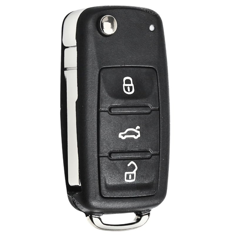 Keycept™ Premium 3 Button Remote flip Key Shell for Volkswagen Polo, Vento, Passat, Jetta, Ameo and Other Models - Durable Key housing/Body/case Replacement. - Image 1