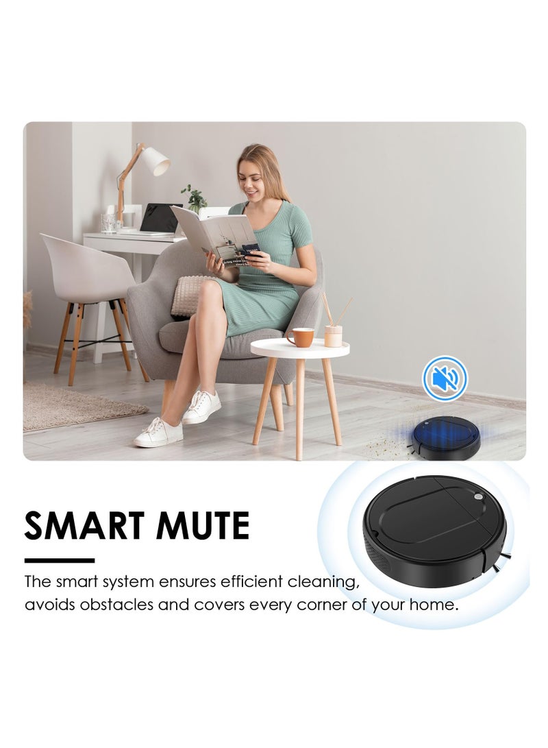 روبوت مكنسة كهربائية لتنظيف الأرضيات، مكنسة ذكية بقدرة شفط 4500PA، تعمل بهدوء، قابلة لإعادة الشحن، روبوت لتنظيف الفرش، متعددة الوظائف للتنظيف اليومي. - Image 5