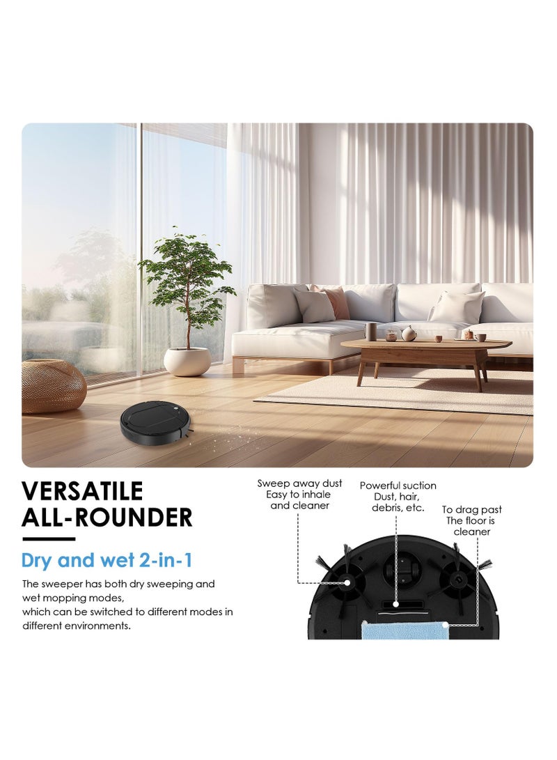روبوت مكنسة كهربائية لتنظيف الأرضيات، مكنسة ذكية بقدرة شفط 4500PA، تعمل بهدوء، قابلة لإعادة الشحن، روبوت لتنظيف الفرش، متعددة الوظائف للتنظيف اليومي. - Image 3