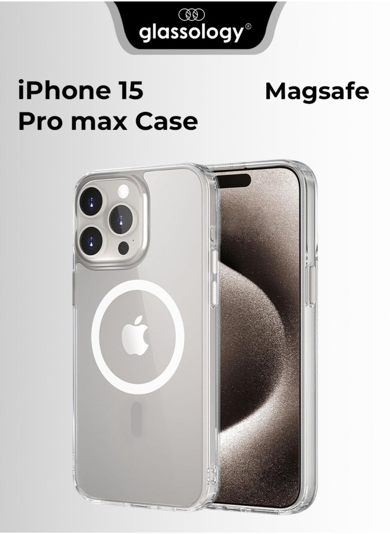 glassology Iphone 15 Pro Max Magsafe Shockproof Anti Yellowing Crystal Clear Protection Bumper Case Cover (Transparent)  - Image 1