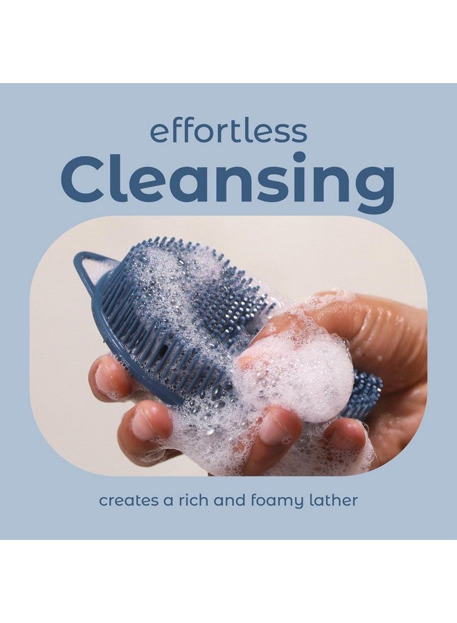 MainBasics Exfoliating Silicone Body Scrubber Pro 2-In-1 Shower Scrubber For Body, Silicone Loofah And Body Exfoliator (Dark Blue, Body + Exfoliate) - Image 4