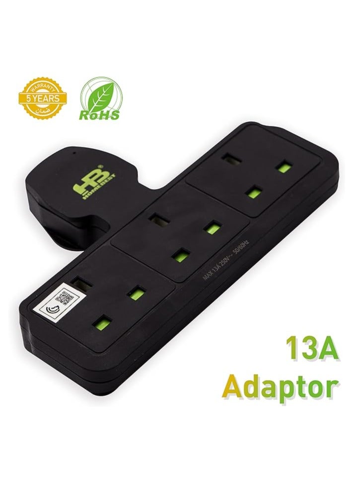 HB Homebest 1 To 3 Adapter In PP Material, All Copper Inside, With Fuse. - Image 1