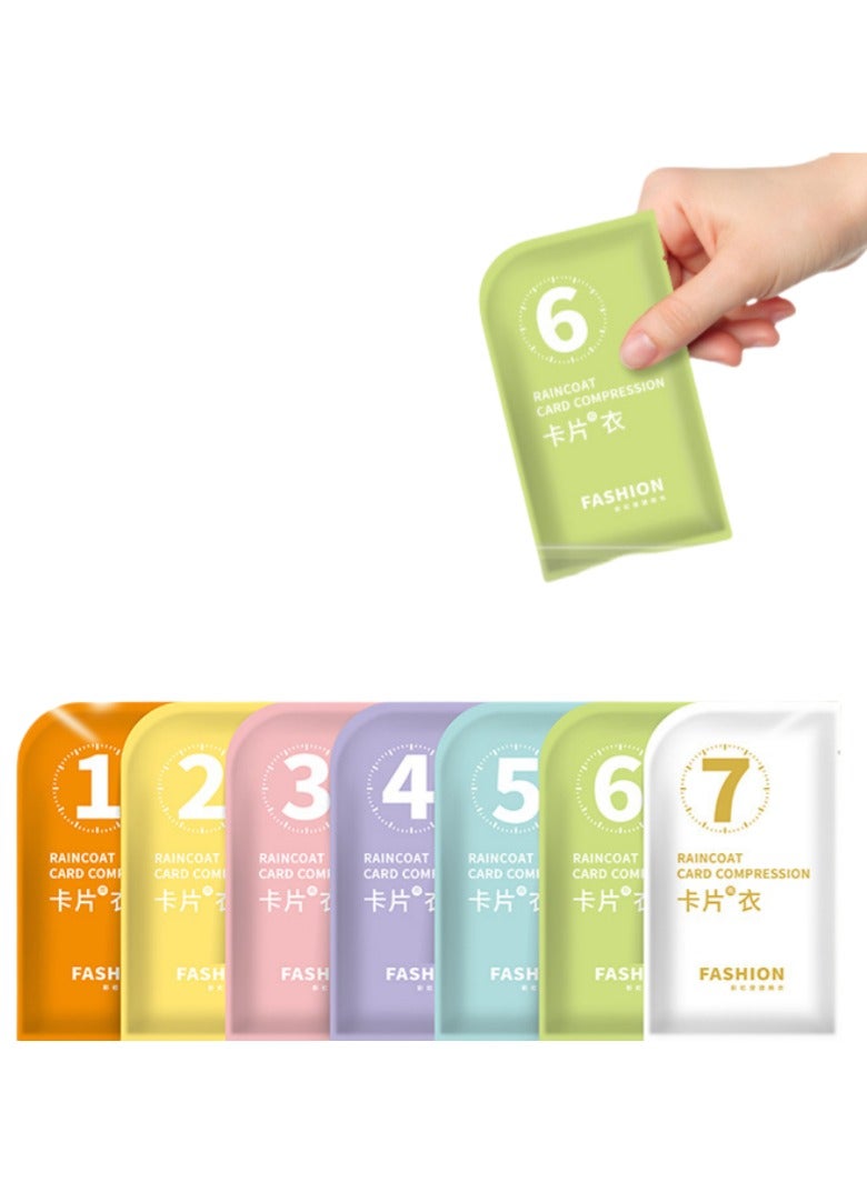 FASHION Seven-piece disposable rain cape emergency rain cape adult men's and women's raincoat compact 7-pack 7 colors - Image 1