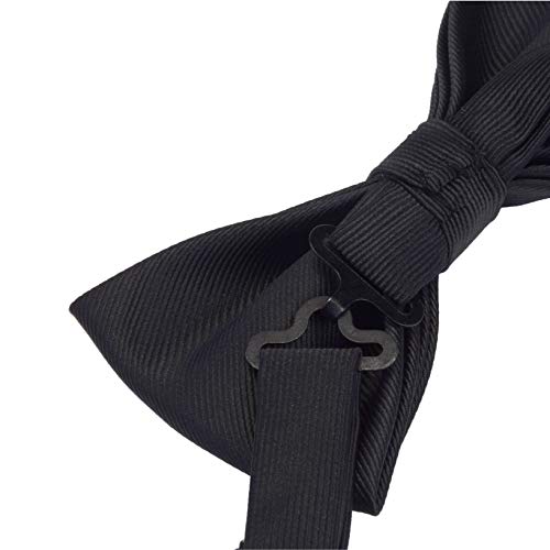 GUSLESON Silk Bow Ties For Men Black Pre-tied Solid Bowtie and Pocket Square Cufflink Sets (0577-12) - Image 5