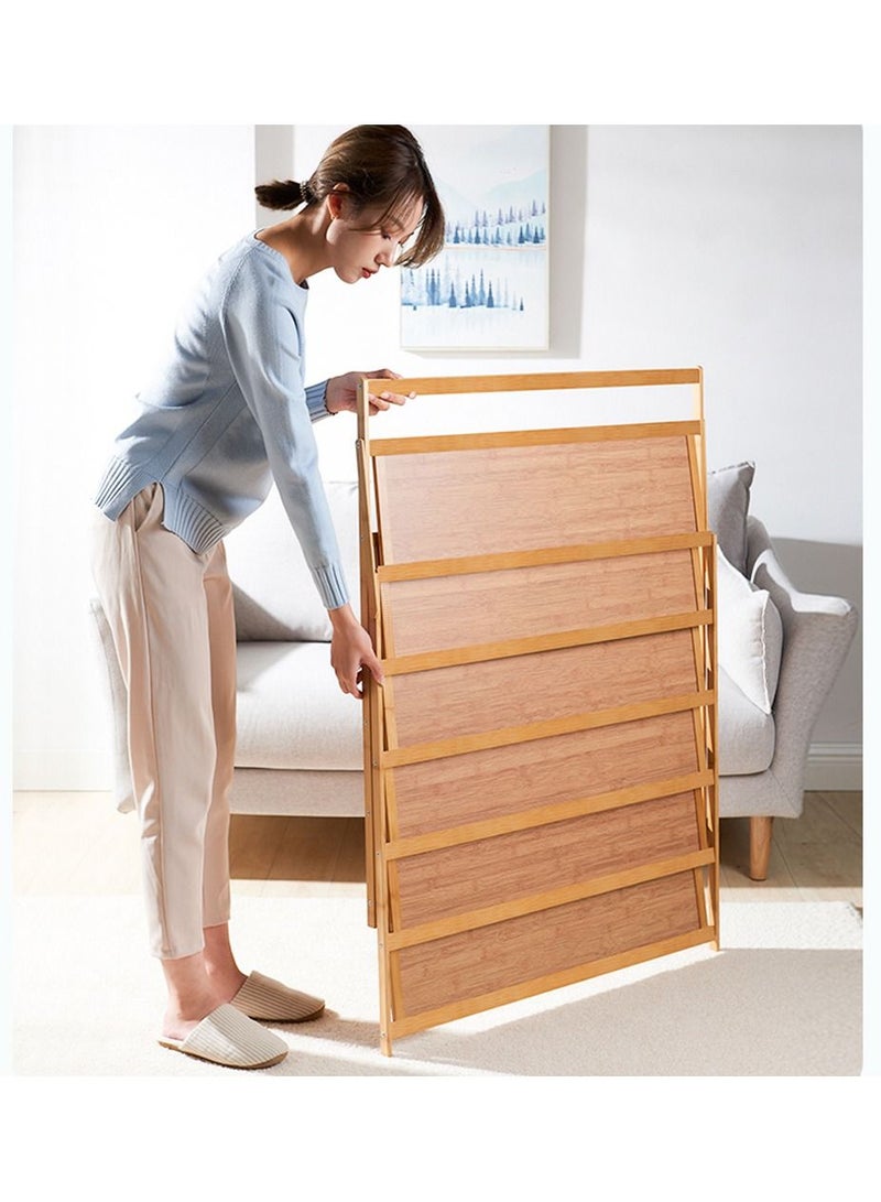 Generic FFD Portable Foldable 4 Tier Shoe Rack Space Saving Shoe Cabinet Storage Organizer Free Installation Folding Dustproof Boot Tower Bamboo Stackable and Durable Shoe Shelf(4 Floor) - Image 3