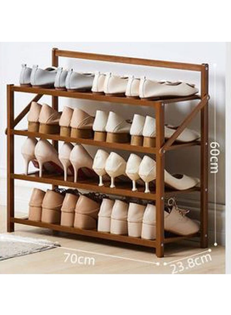 Generic FFD Portable Foldable 4 Tier Shoe Rack Space Saving Shoe Cabinet Storage Organizer Free Installation Folding Dustproof Boot Tower Bamboo Stackable and Durable Shoe Shelf(4 Floor) - Image 5