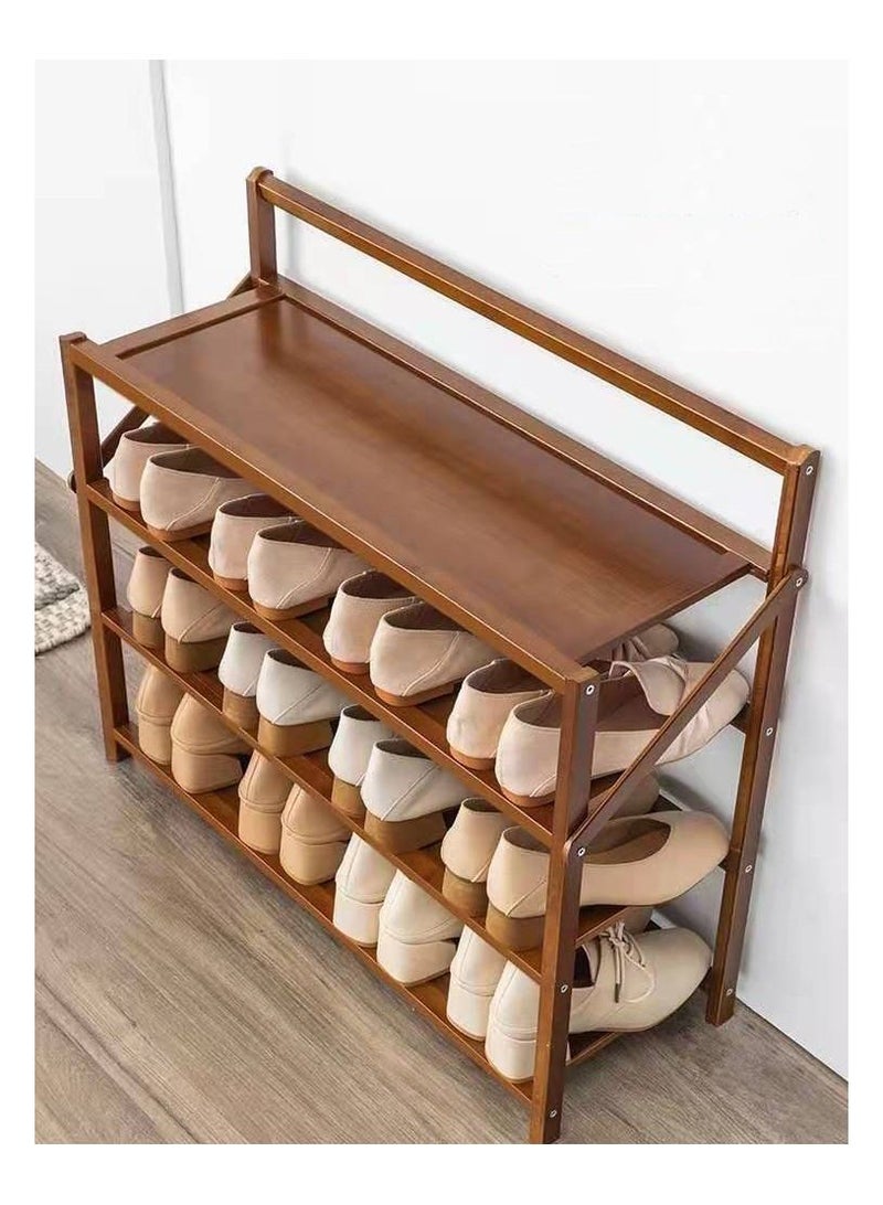 Generic FFD Portable Foldable 4 Tier Shoe Rack Space Saving Shoe Cabinet Storage Organizer Free Installation Folding Dustproof Boot Tower Bamboo Stackable and Durable Shoe Shelf(4 Floor) - Image 2