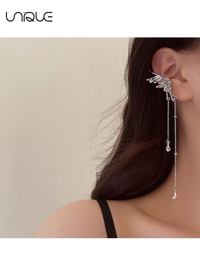 Unique Clip Earrings - Butterfly Clip Earrings - Non-Perforated Tassel Clip Earrings - Shiny Sophisticated Elegance Clip Earrings Women's Butterfly Wings  - Image 5