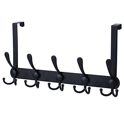 Encozy Over The Door Hooks,Coat Rack for Hanging Clothes Hat Towel (Heavy Duty Black 1pcs) … - Image 1