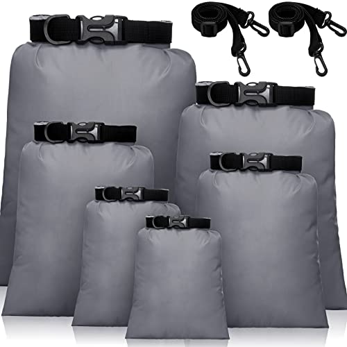 Shappy 6 Pcs 612 Pcs Waterproof Dry Bags Lightweight Outdoor Waterproof Dry Stuff Sacks 1585432 L and Long Adjustable Shoulder Strap for Kayaking Rafting Boating Hiking Camping Gray - Image 1