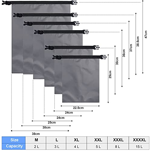 Shappy 6 Pcs 612 Pcs Waterproof Dry Bags Lightweight Outdoor Waterproof Dry Stuff Sacks 1585432 L and Long Adjustable Shoulder Strap for Kayaking Rafting Boating Hiking Camping Gray - Image 3