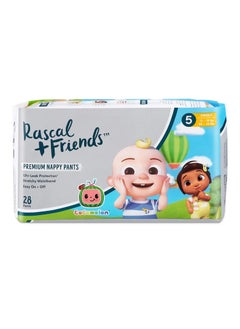 Rascal + Friends Rascal + Friends CoComelon Edition Size 5 Premium Pant Style Nappies, 13-18kg, 28 Pieces, 12hr Absorption, Stretch Waistband 