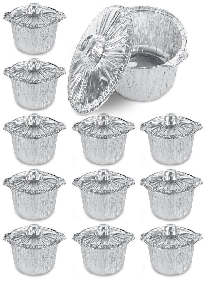 LOLYSIC 12 Pack Disposable Aluminum Pot with Lids - 8 Inch Takeout Foil Pans with Lid (77oz Capacity) for Baking, Cooking, Meal Prep, Party Serving - Heavy Duty Recyclable & Freezer Safe - Image 1