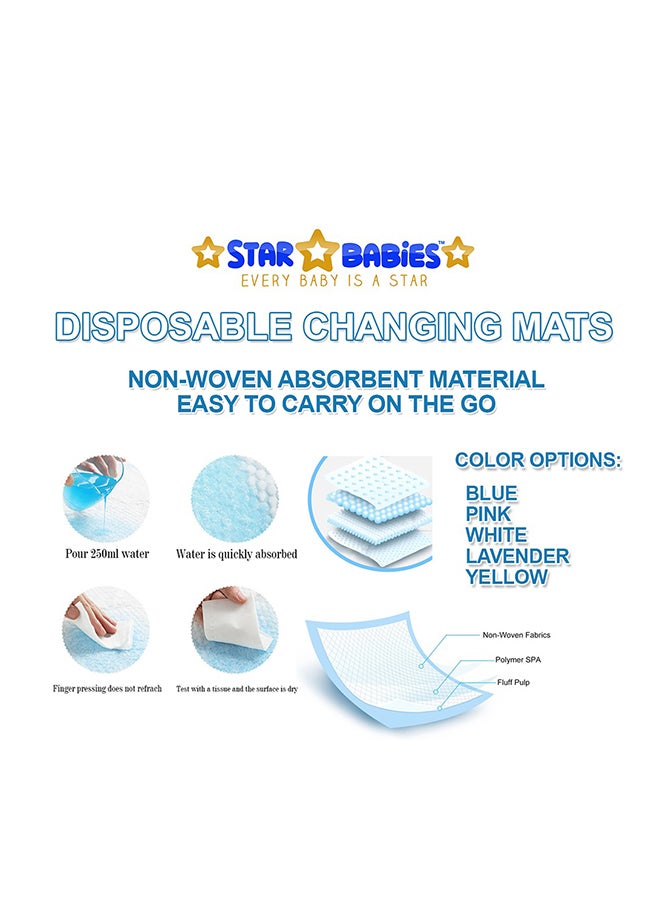 STAR BABiES Star Babies (Changing mat Large (45cm x 60cm) 36pcs with Diaper Bag Caddy) - White  - Image 4