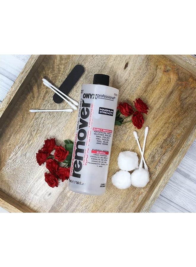 Onyx Professional 100% Acetone Nail Polish Remover Kit 16 Fl Oz Bottle With 7 Inch Nail File  - Image 4