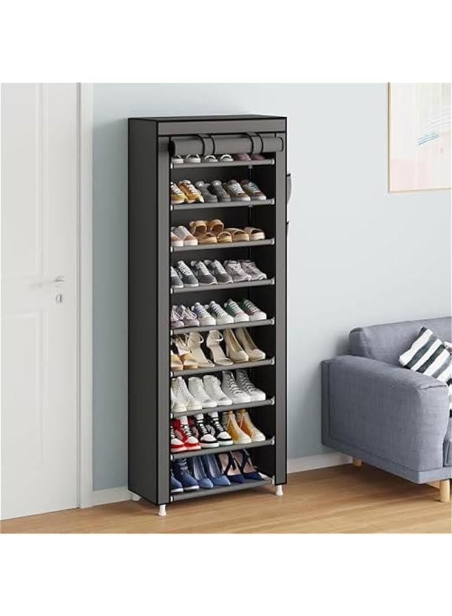 HOOKOR 9 Tier Shoe Rack with Dustproof Cover Shoe Shelf Storage Organizer, Shoe Cover Rack, Portable Shoe Storage Cabinet 160cm X 60cm X 30cm - Image 5