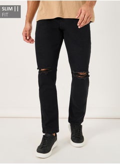 Styli Slim Fit Jeans with Ripped Details  - Image 1