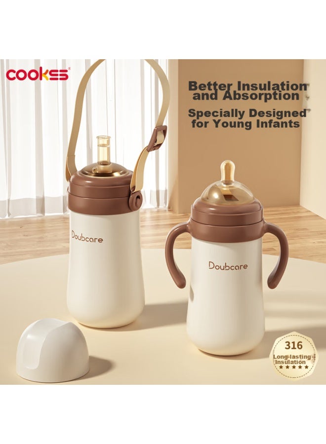 Cookss Baby Insulated Cup, Milk Bottle, Infant Water Bottle, Children's Straw Cup, Training Cup With Scale, For One-year And Younger Infants, Suitable For Outdoor Use - Image 1