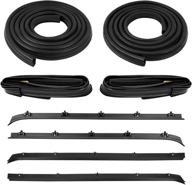 Mardarth 8PCS Front Door Window Molding Rubber Felt Trim Seal Weatherstrip Kit for GM Trucks and SUVs - Image 1