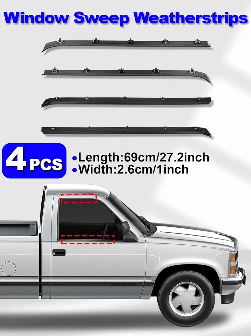 Mardarth 8PCS Front Door Window Molding Rubber Felt Trim Seal Weatherstrip Kit for GM Trucks and SUVs - Image 3